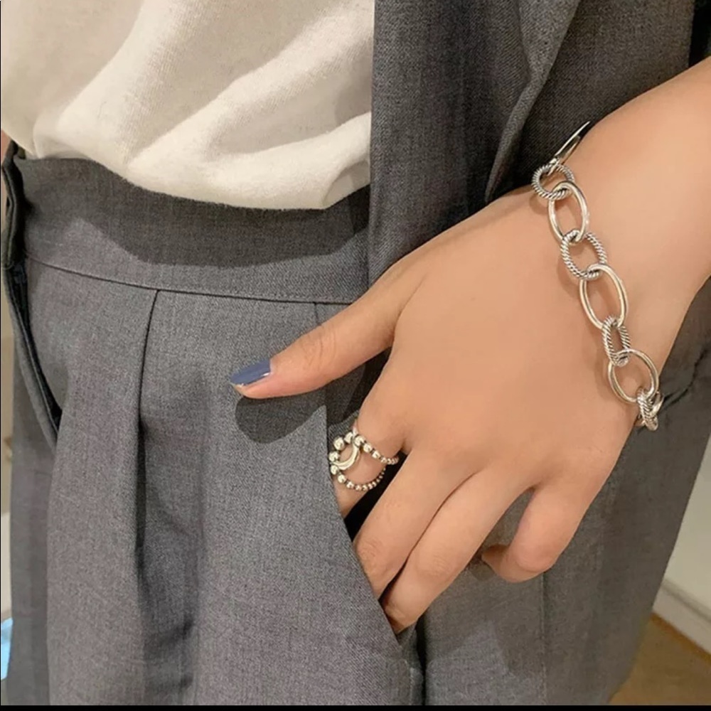 ❗️Restocked❗️Retro 925 Sterling Silver Chain Link Toggle Bracelet - Picture 6 of 9